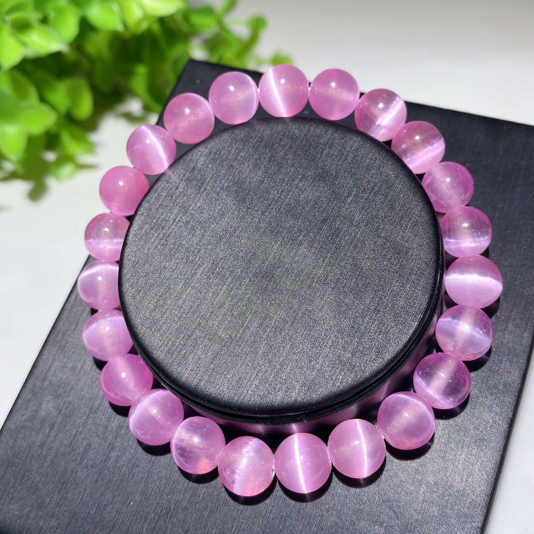 8mm Aura Selenite Spiritual Bracelet for Healing & Protection