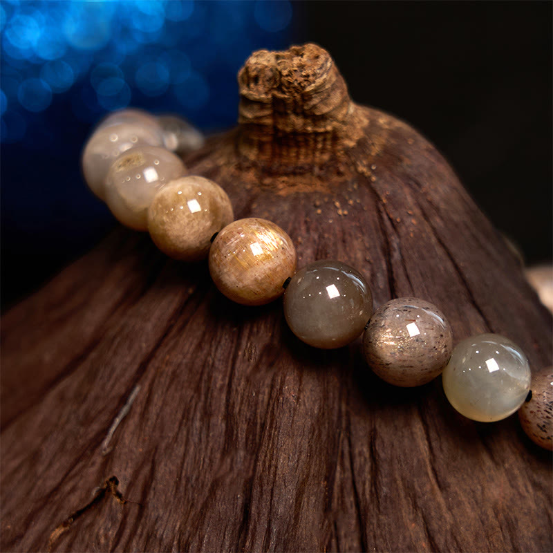 Bracelet apaisant en pierre de lune noire de 8 mm