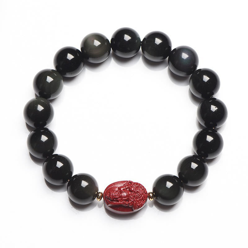 Bracelet de purification du zodiaque chinois en obsidienne noire de 8 mm