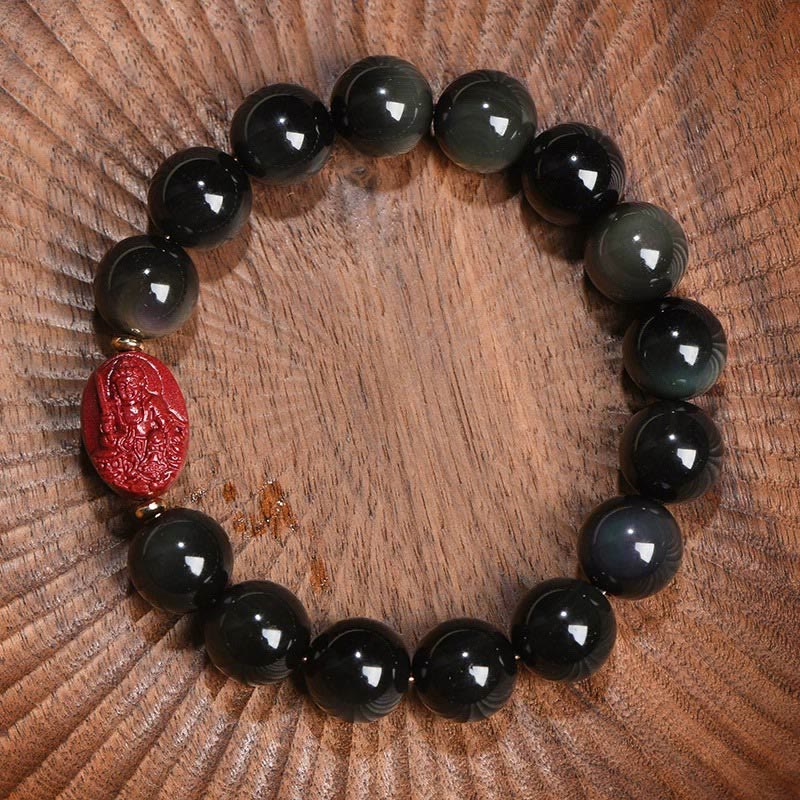 Bracelet de purification du zodiaque chinois en obsidienne noire de 8 mm