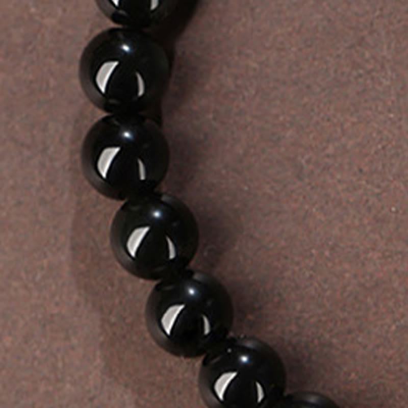 Bracelet de force en jade Hetian obsidienne noire de 8 mm