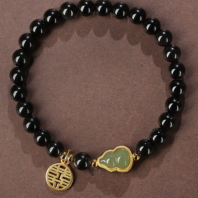 Bracelet de force en jade Hetian obsidienne noire de 8 mm