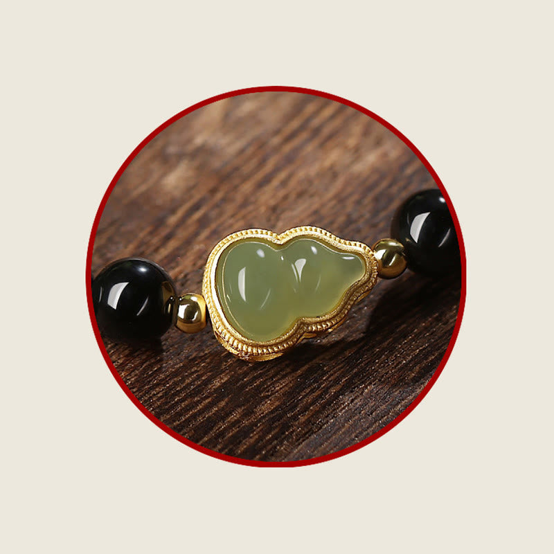 Bracelet de force en jade Hetian obsidienne noire de 8 mm
