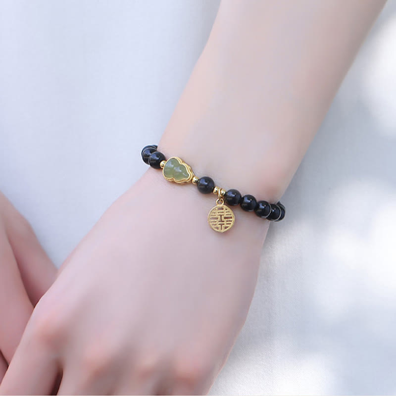 Bracelet de force en jade Hetian obsidienne noire de 8 mm