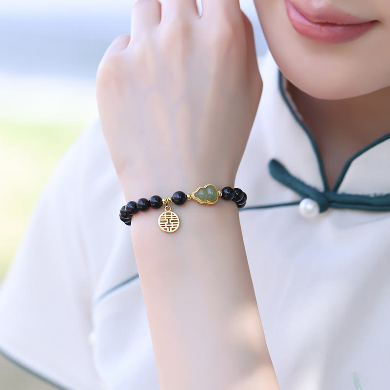 Bracelet de force en jade Hetian obsidienne noire de 8 mm