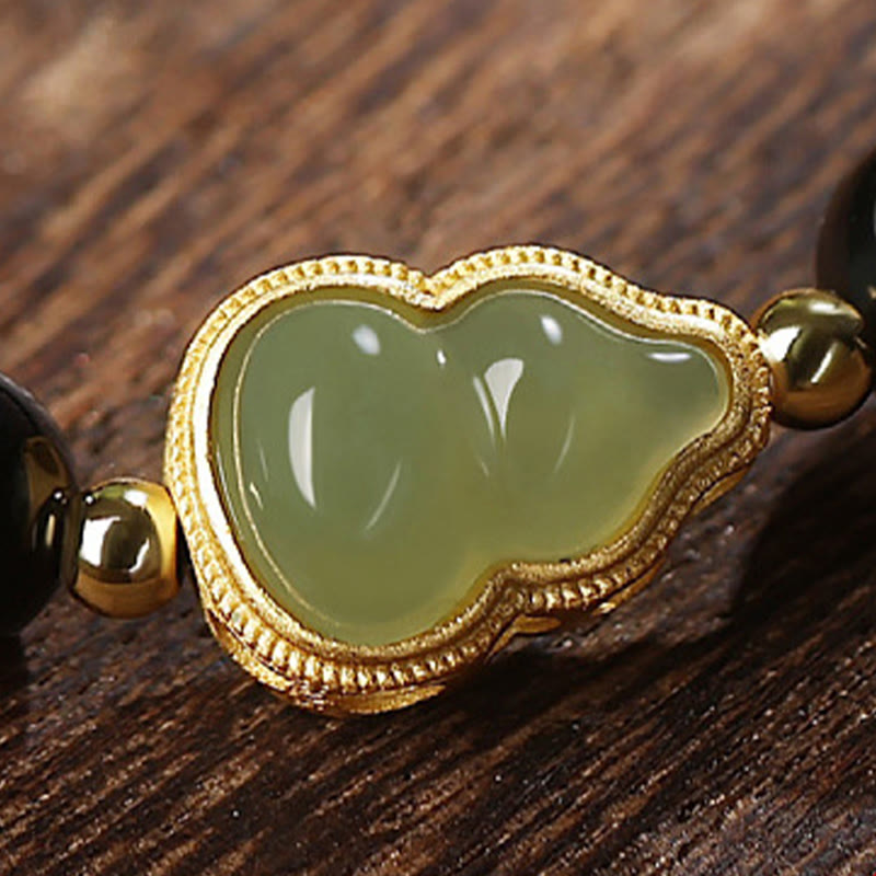 Bracelet de force en jade Hetian obsidienne noire de 8 mm