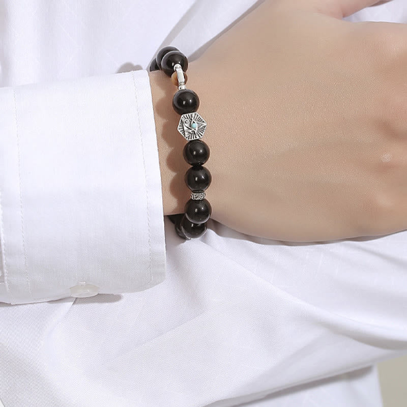 Bracelet de purification en obsidienne noire œil de tigre 8 mm