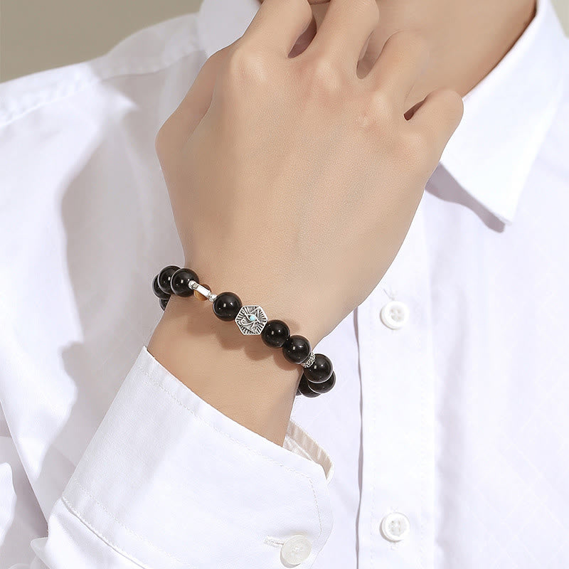 Bracelet de purification en obsidienne noire œil de tigre 8 mm