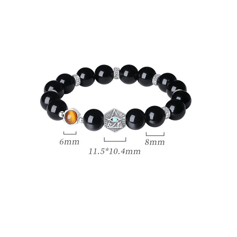 Bracelet de purification en obsidienne noire œil de tigre 8 mm