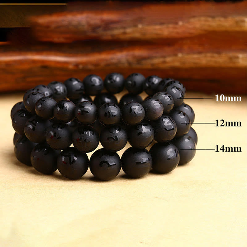 Bracelet de protection Om Mani Padme Hum en onyx noir de 8 mm