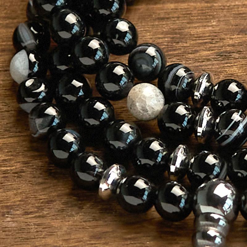 Bracelet Mala de protection en onyx noir 8 mm 108 perles
