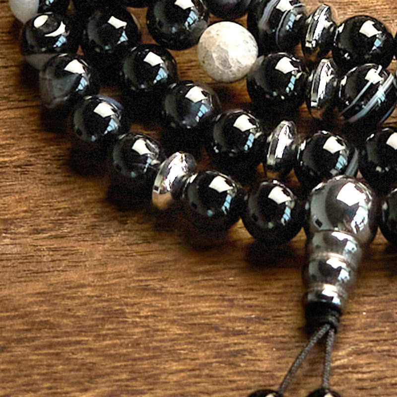 Bracelet Mala de protection en onyx noir 8 mm 108 perles