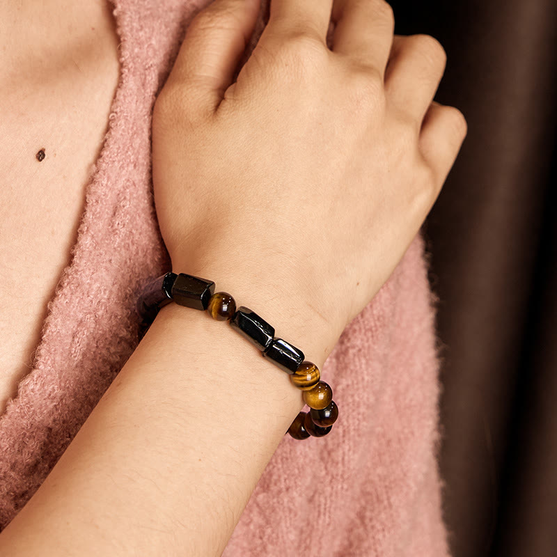 Bracelet de protection œil de tigre en tourmaline noire de 8 mm