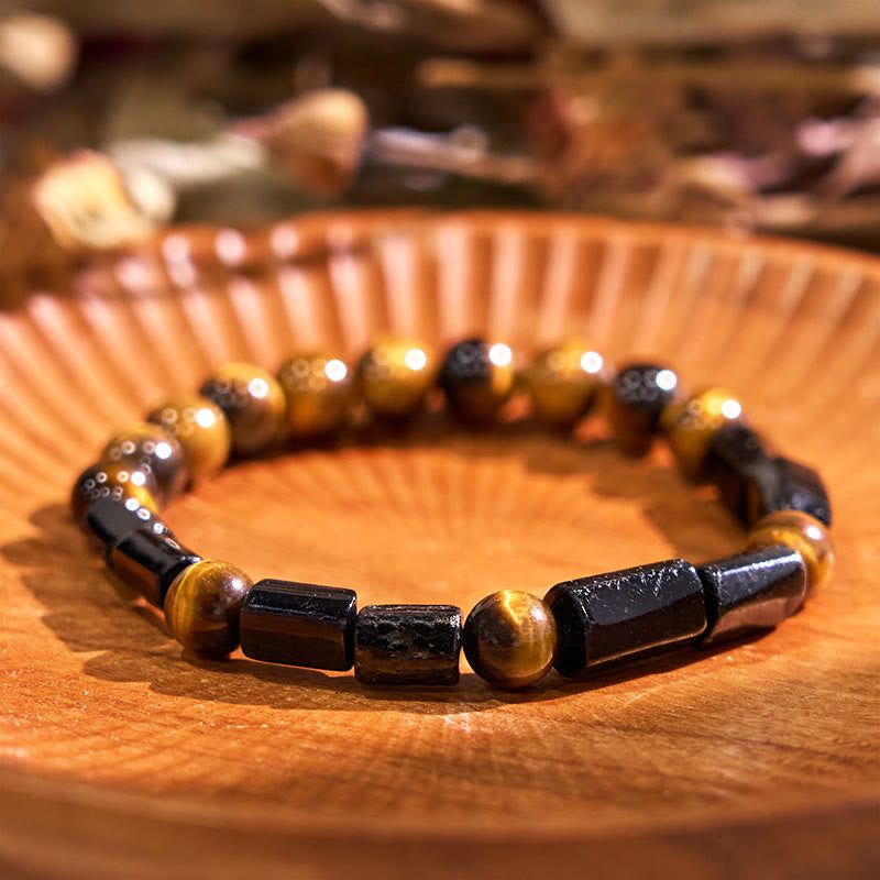 Bracelet de protection œil de tigre en tourmaline noire de 8 mm