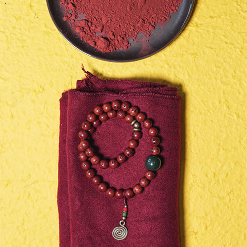 Bracelet de paix en cuivre et jade cyan Bodhi Seed de 8 mm