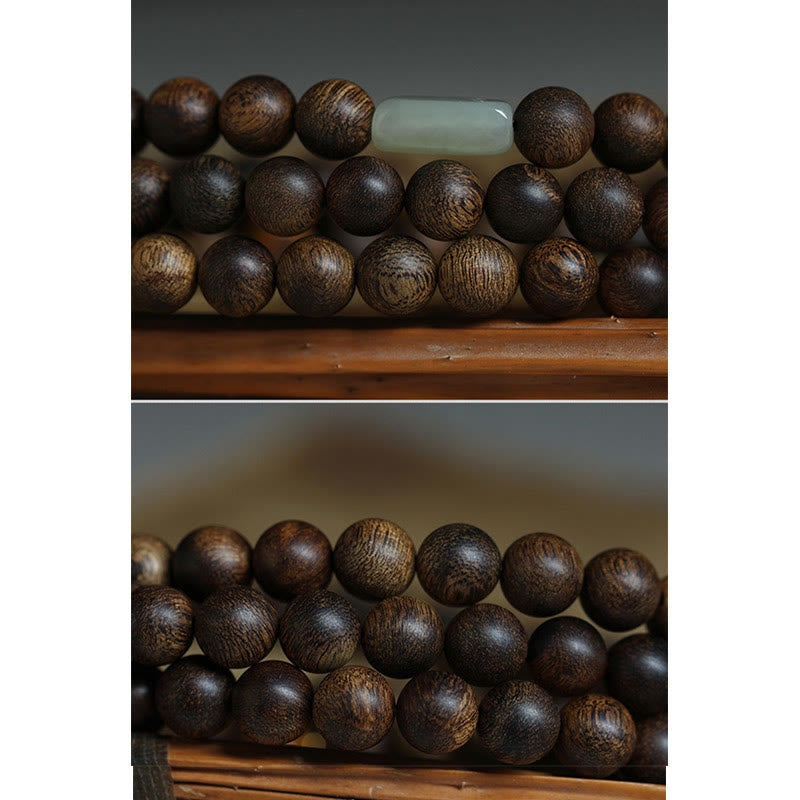 Bracelet Mala Strength en bois d'agar de Brunei, 108 perles de 8 mm