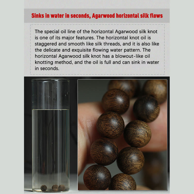 Bracelet Mala Strength en bois d'agar de Brunei, 108 perles de 8 mm