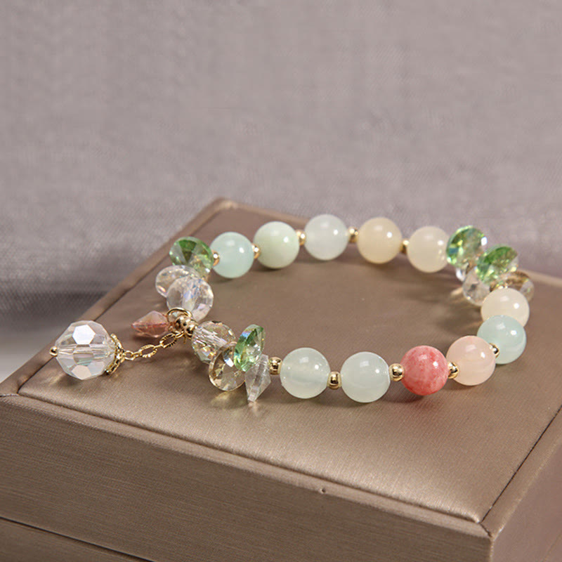 Bracelet spirituel de paix en cristal rose œil de chat de 8 mm