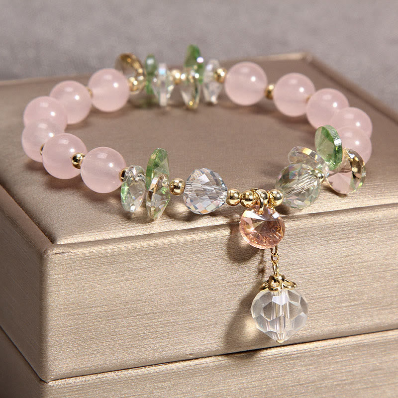 Bracelet spirituel de paix en cristal rose œil de chat de 8 mm