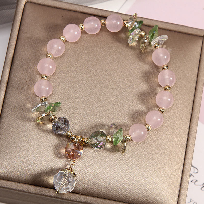 Bracelet spirituel de paix en cristal rose œil de chat de 8 mm
