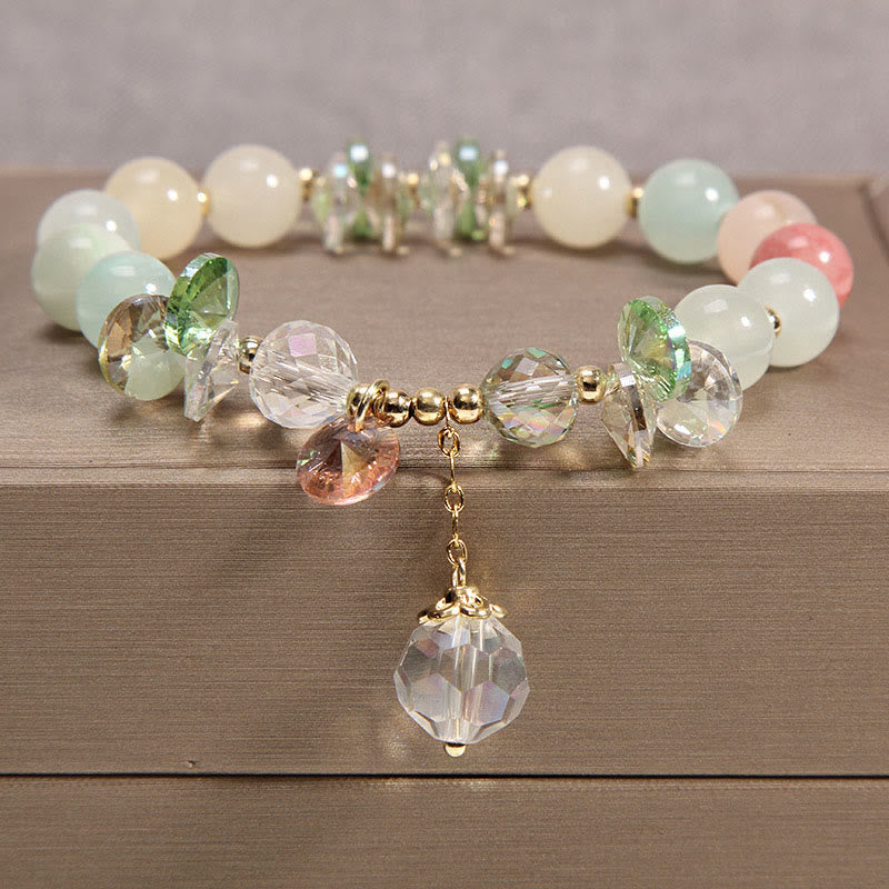 Bracelet spirituel de paix en cristal rose œil de chat de 8 mm