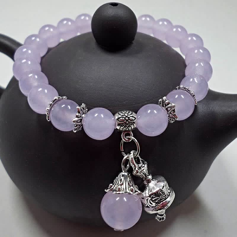 Bracelet énergétique en calcédoine de 8 mm pour l'équilibre spirituel