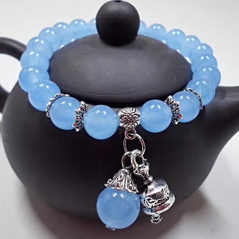 Bracelet énergétique en calcédoine de 8 mm pour l'équilibre spirituel