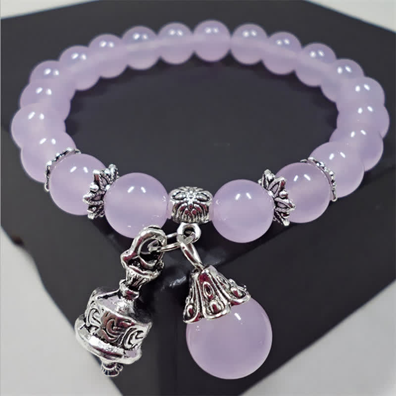 Bracelet énergétique en calcédoine de 8 mm pour l'équilibre spirituel
