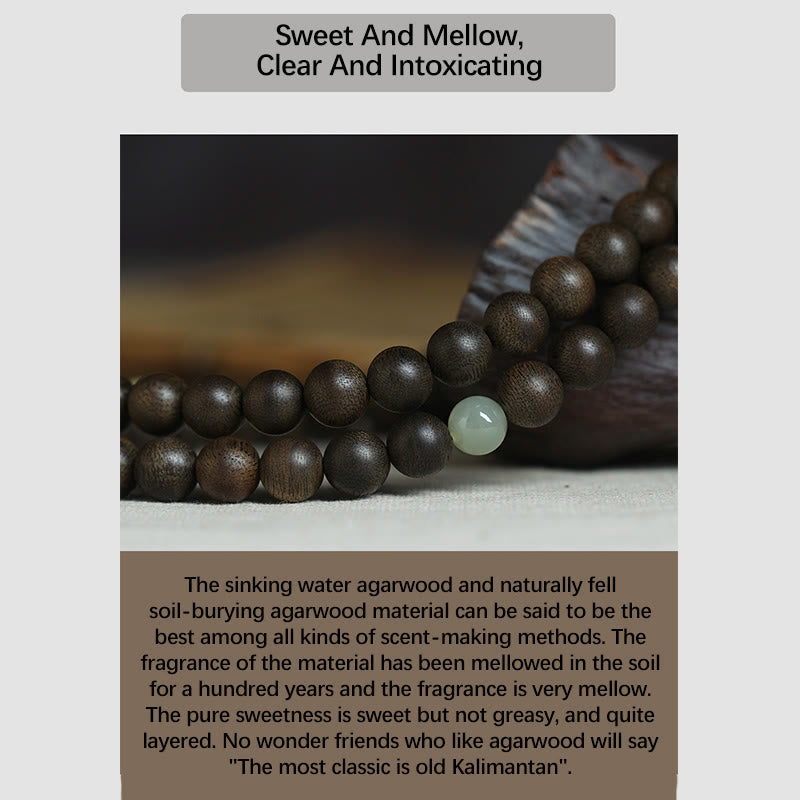 Bracelet d'équilibre du zodiaque chinois de 8 mm avec bois d'agar et jade
