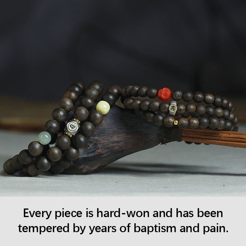 Bracelet d'équilibre du zodiaque chinois de 8 mm avec bois d'agar et jade