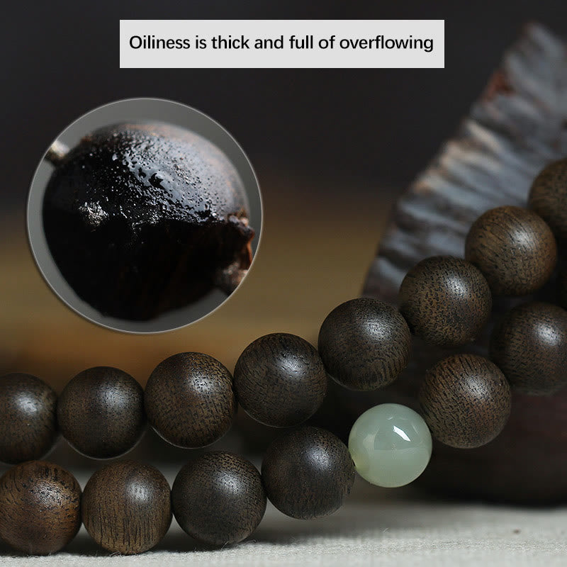 Bracelet d'équilibre du zodiaque chinois de 8 mm avec bois d'agar et jade