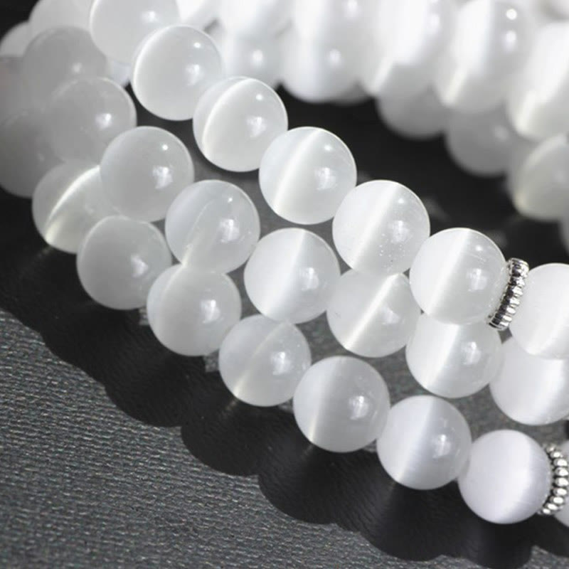 Bracelet de soutien triple tour PiXiu œil de chat en chrysobéryl de 8 mm