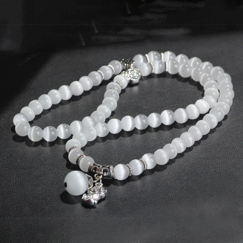 Bracelet de soutien triple tour PiXiu œil de chat en chrysobéryl de 8 mm