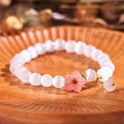 Bracelet de soutien œil de chat en chrysobéryl de 8 mm pour la paix