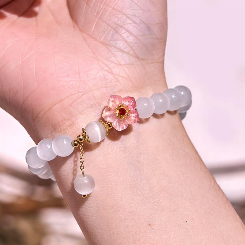 Bracelet de soutien œil de chat en chrysobéryl de 8 mm pour la paix
