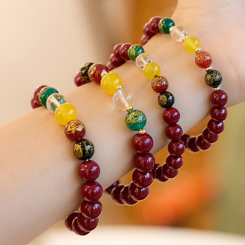 Bracelet de bénédiction en agate cinabre de 8 mm pour la méditation