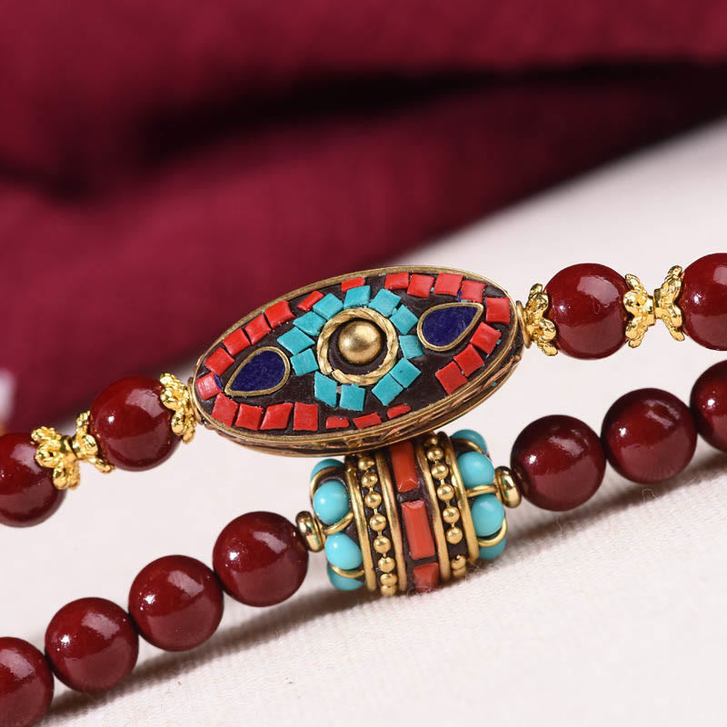 Bracelet Mala Tara Calme Bodhisattva Cinabre 8 mm