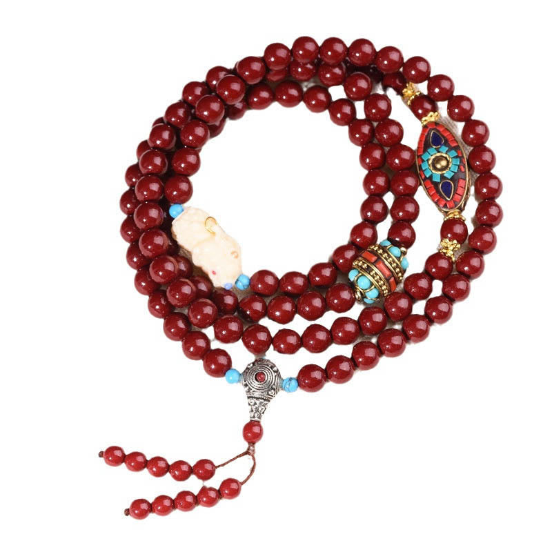Bracelet Mala Tara Calme Bodhisattva Cinabre 8 mm