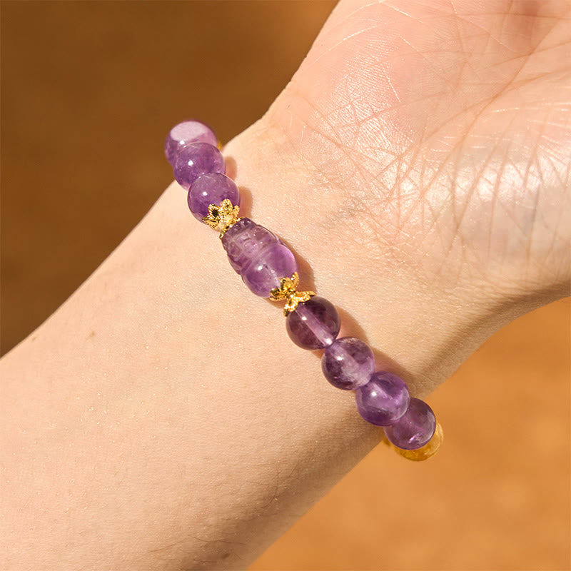 Bracelet de prospérité Pixiu en citrine et améthyste de 8 mm