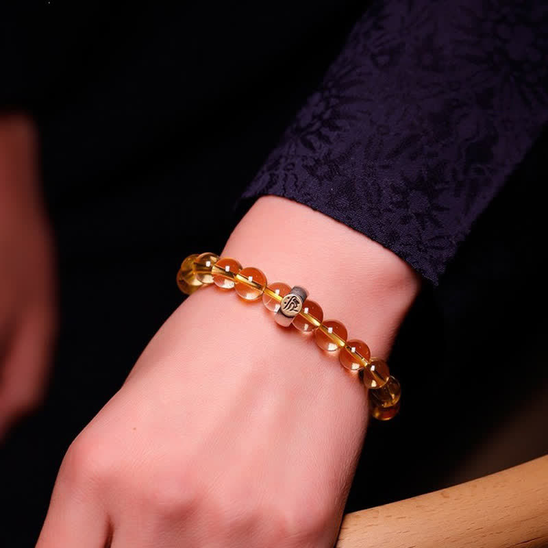 Bracelet du zodiaque chinois en citrine de 8 mm pour la protection spirituelle