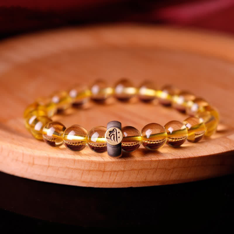 Bracelet du zodiaque chinois en citrine de 8 mm pour la protection spirituelle