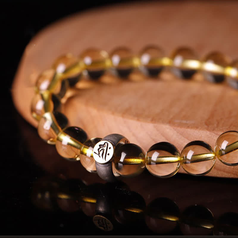 Bracelet du zodiaque chinois en citrine de 8 mm pour la protection spirituelle