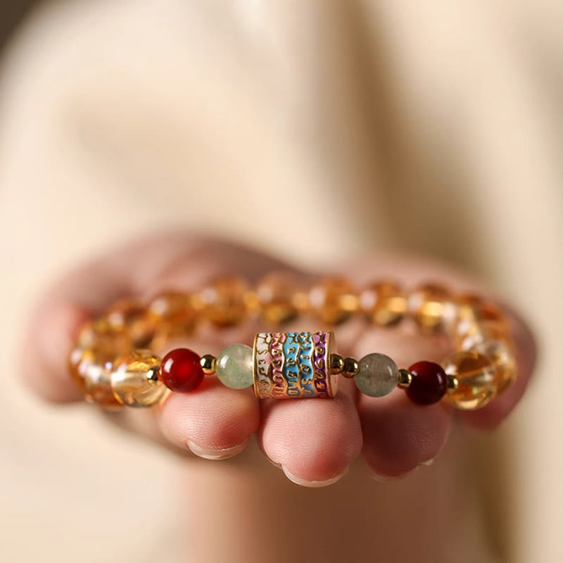 Bracelet de roue de prière en citrine de 8 mm pour la créativité