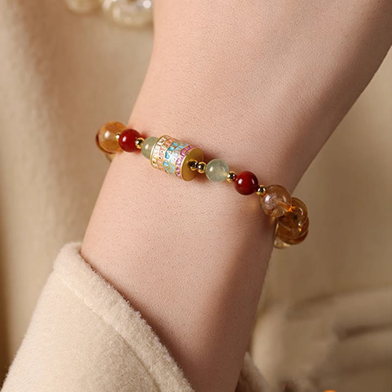Bracelet de roue de prière en citrine de 8 mm pour la créativité