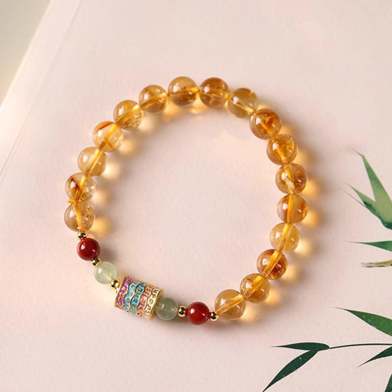 Bracelet de roue de prière en citrine de 8 mm pour la créativité