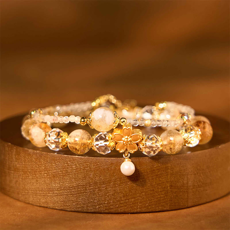 Bracelet Fleur de Prospérité Citrine 8 mm pour Femme
