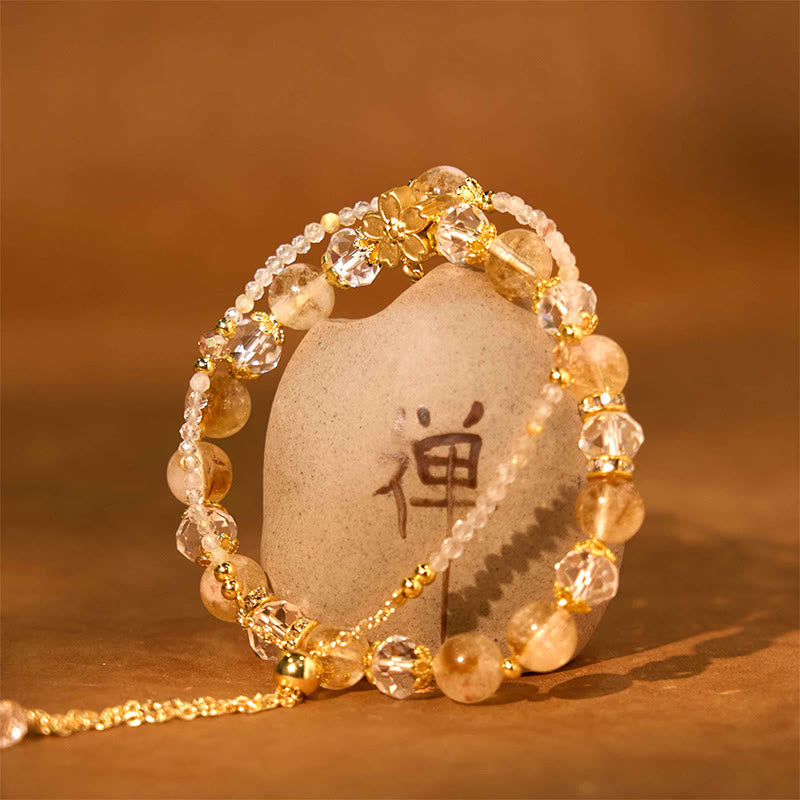 Bracelet Fleur de Prospérité Citrine 8 mm pour Femme