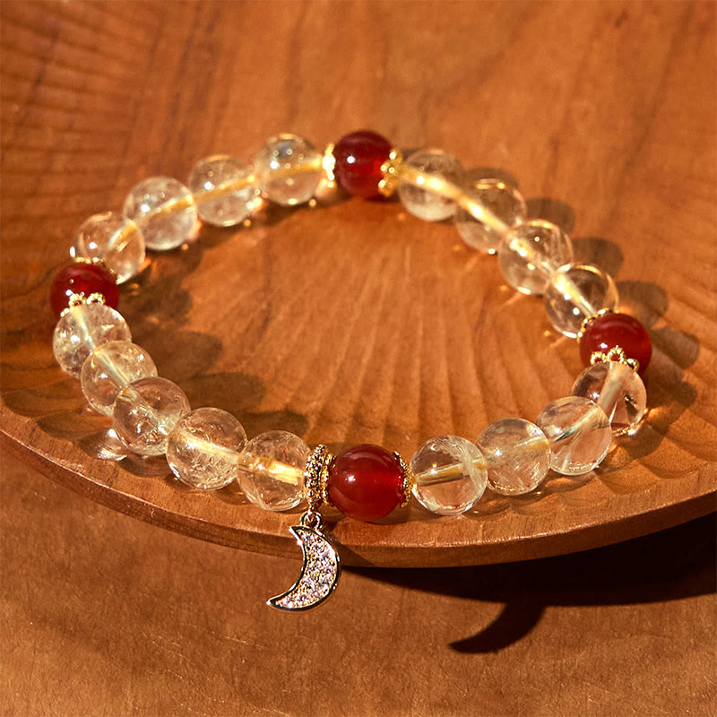 Bracelet de prospérité spirituelle unisexe en agate rouge citrine 8 mm