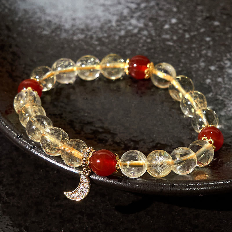 Bracelet de prospérité spirituelle unisexe en agate rouge citrine 8 mm
