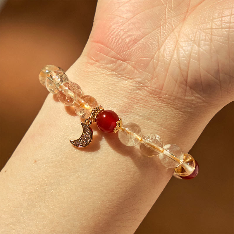Bracelet de prospérité spirituelle unisexe en agate rouge citrine 8 mm